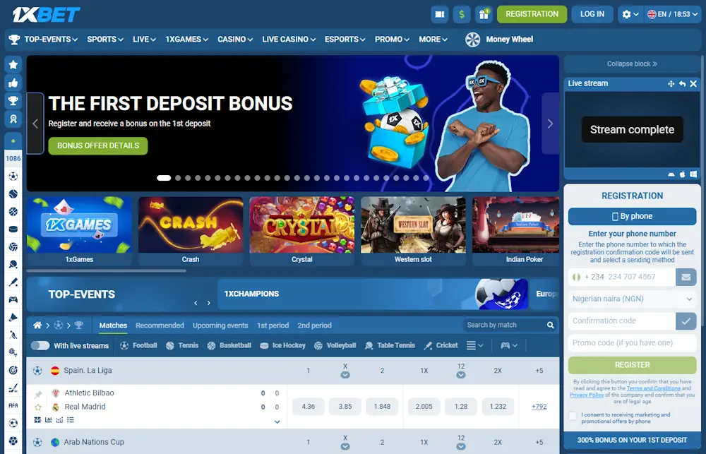 1xBet Sportsbook and Casino Screenshot